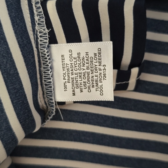 LIZ CLAIBORNE WOMENS PLUS PETITE NAVY/WHITE STRIPES LONG SLEEVE BLOUSE SIZE PXXL - Picture 7 of 14